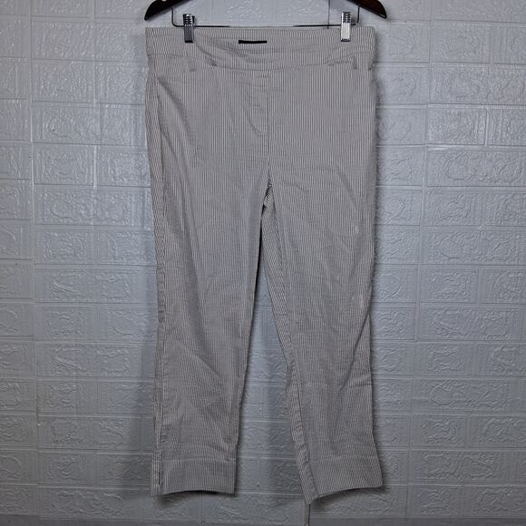 Hilary Radley Pants - Hilary Radley Seersucker Striped Pull On Crop Pants Beige White